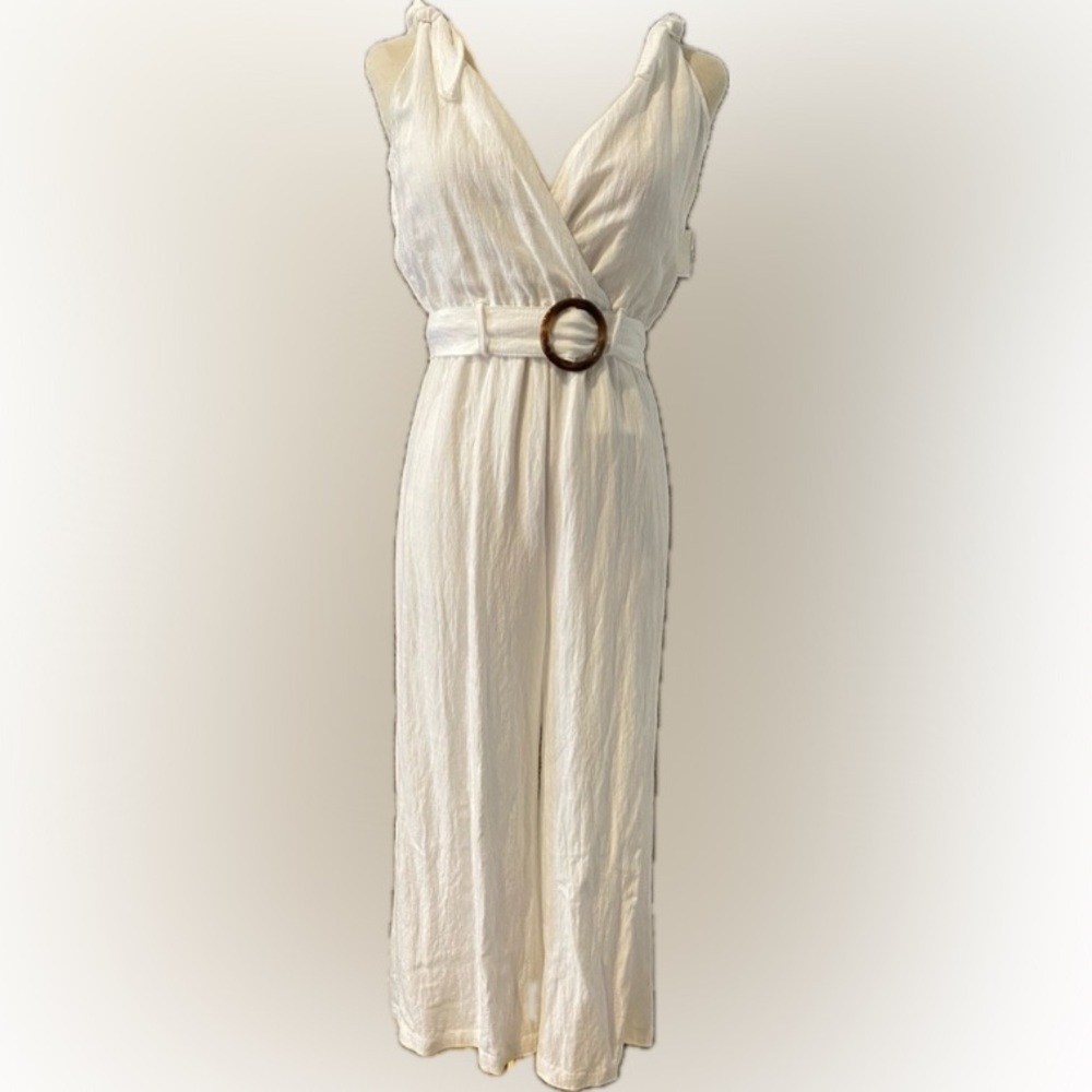 Olivaceous belted wideleg jumpsuit S